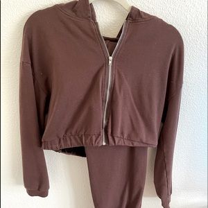 3 piece set Crop top,hooded sweater crop, joggers